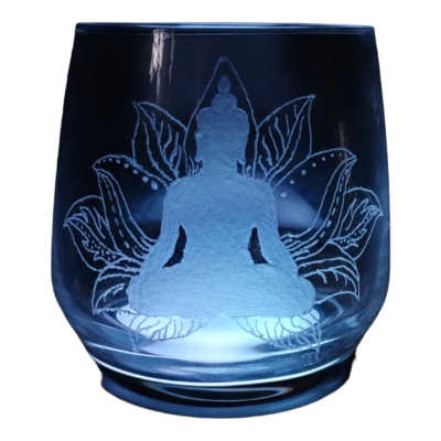 Verre gravé fleur de lotus 